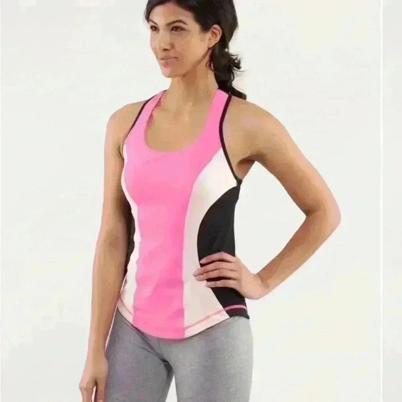 lululemon athletica Tops - Lululemon Cardio Kick Tank Pinkelicious / Parfait Pink / Black size 8